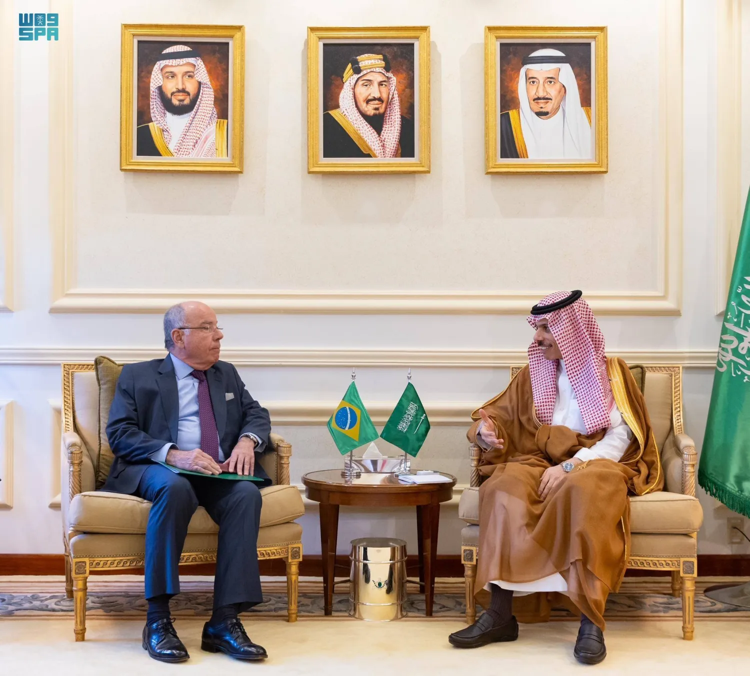 وزير الخارجية السعودي خلال استقباله نظيره البرازيلي (واس)