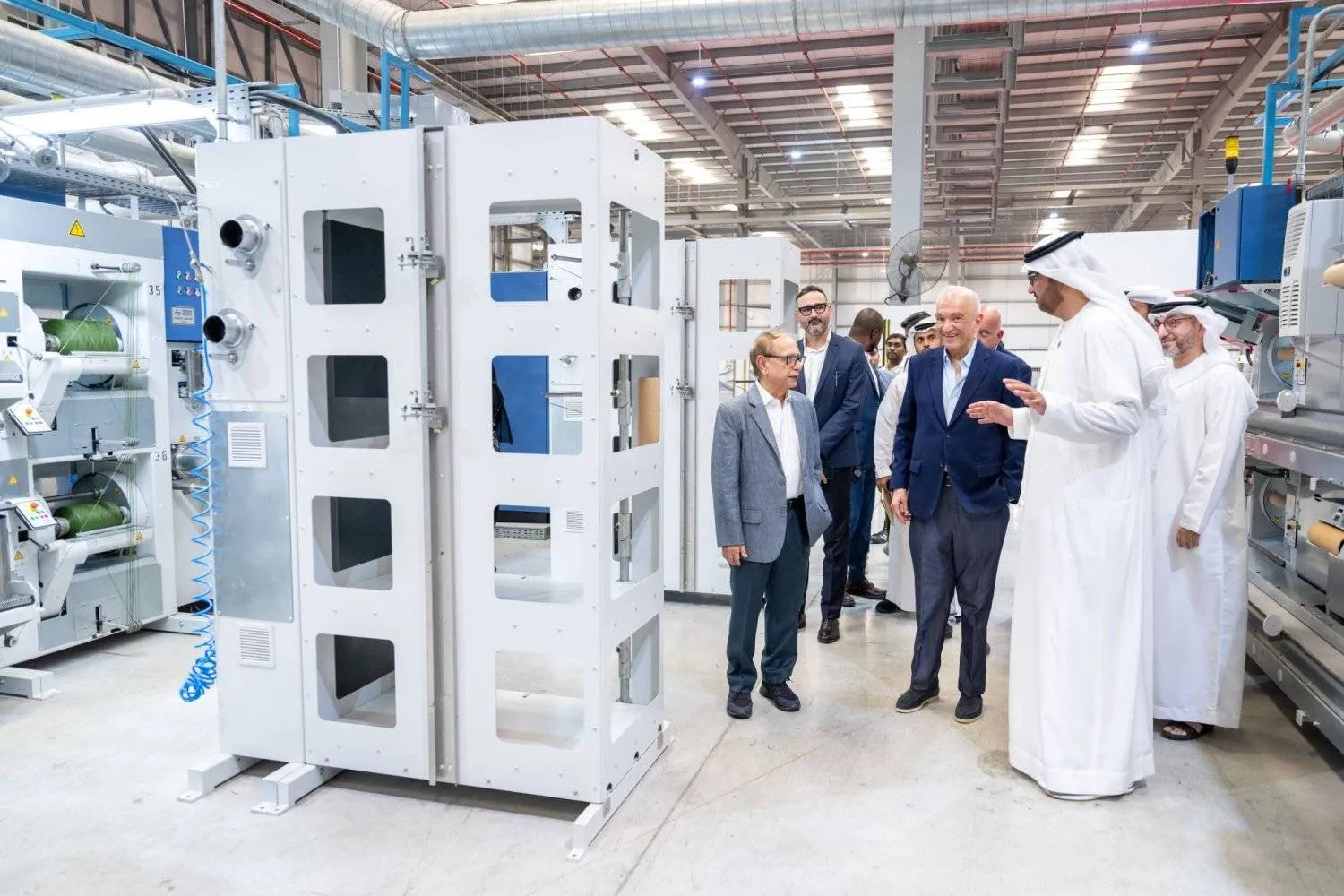 Dr. Sultan bin Ahmed Al Jaber, Minister of Industry and Advanced Technology, visiting an Emirati factory (WAM)