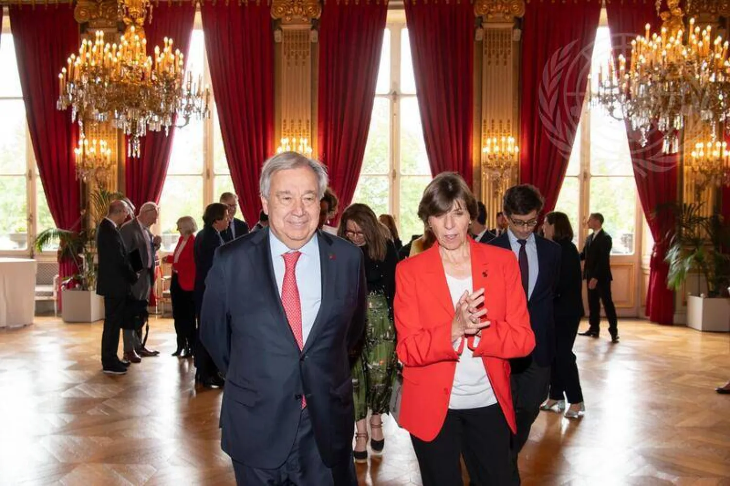 الأمين العام للأمم المتحدة أنطونيو غوتيريش ووزيرة الخارجية الفرنسية السابقة كاترين كولونا (صور الأمم المتحدة)