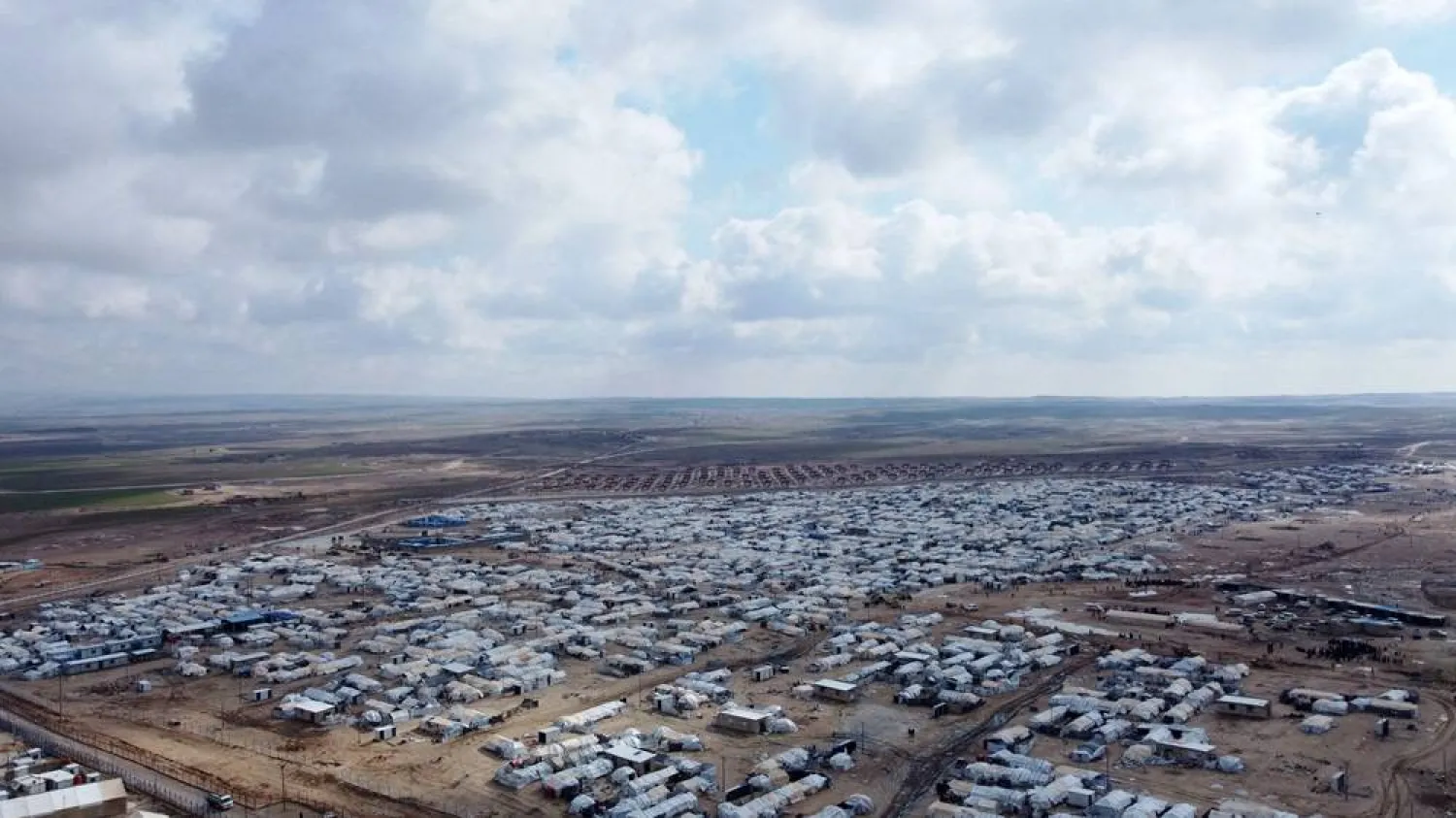 This aerial picture taken on January 27, 2024 shows a view of al-Hol camp in Syria's northeastern Al-Hasakah Governorate. (AFP)