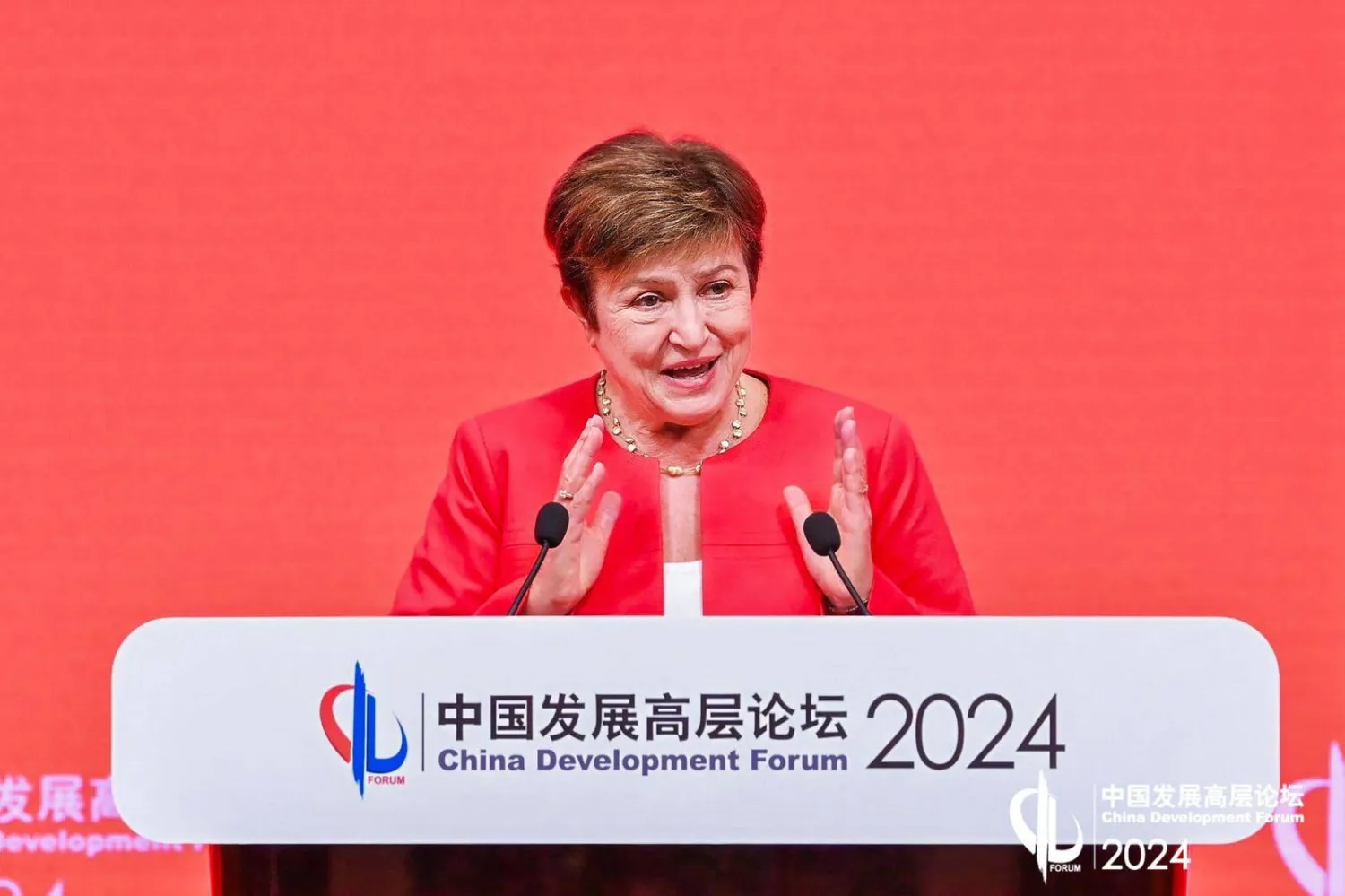 غورغييفا تتحدث خلال منتدى التنمية الصيني (من حسابها على إكس)