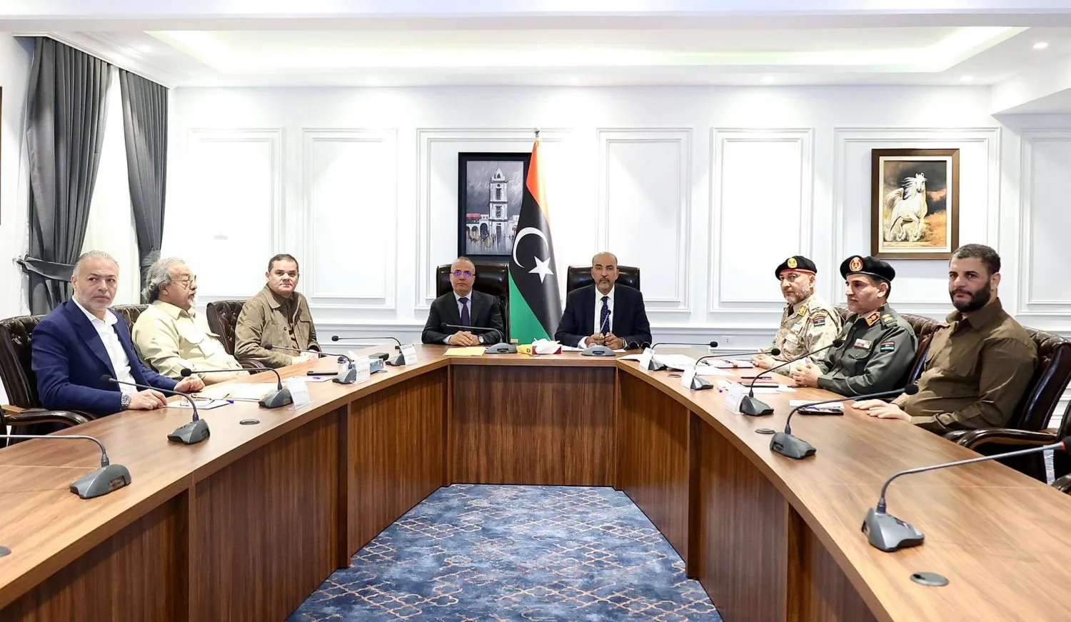 النائبان بالمجلس الرئاسي الليبي الكوني واللافي يترأسان اجتماع مجلس الدفاع (المجلس الرئاسي)