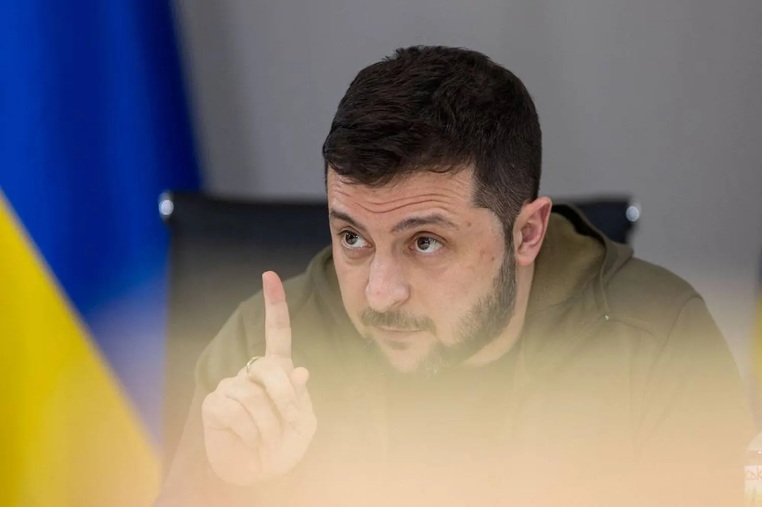 Ukraine's President Volodymyr Zelenskyy attends an interview for the representatives of Ukrainian media, as Russian's attack on Ukraine continues, in Kyiv, Ukraine April 4, 2022. Picture taken April 4, 2022. (Ukrainian Presidential Press Service/Handout via Reuters)