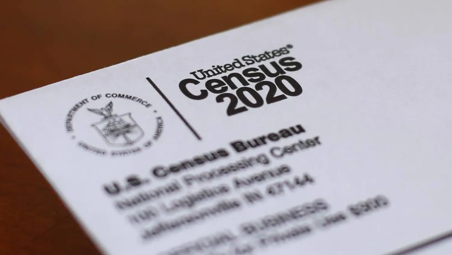 An envelope containing a 2020 census letter mailed to a US resident is seen, April 5, 2020, in Detroit. (AP)