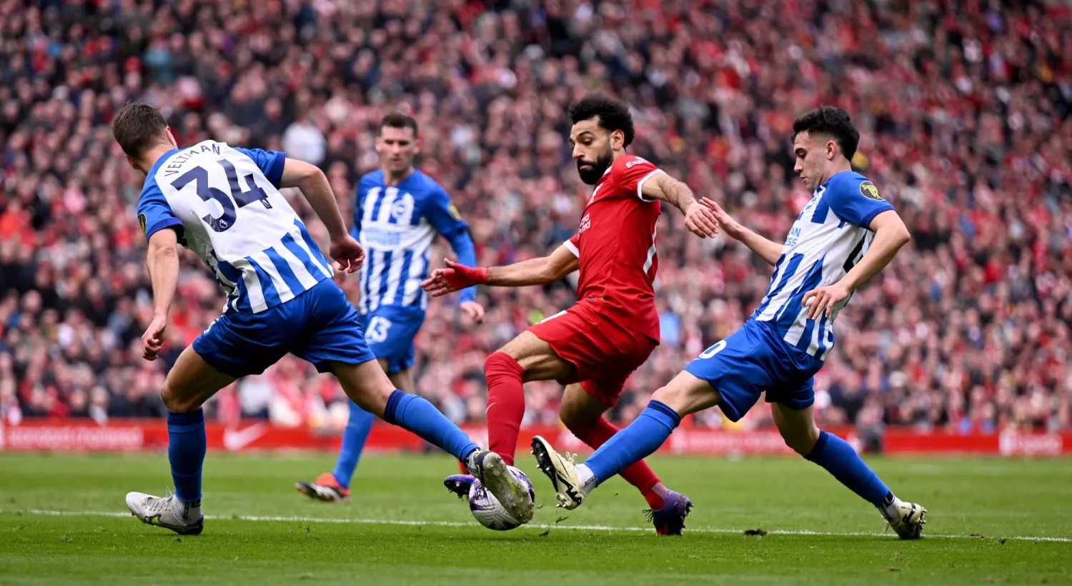 محمد صلاح صنع الحدث في مواجهة برايتون (غيتي)