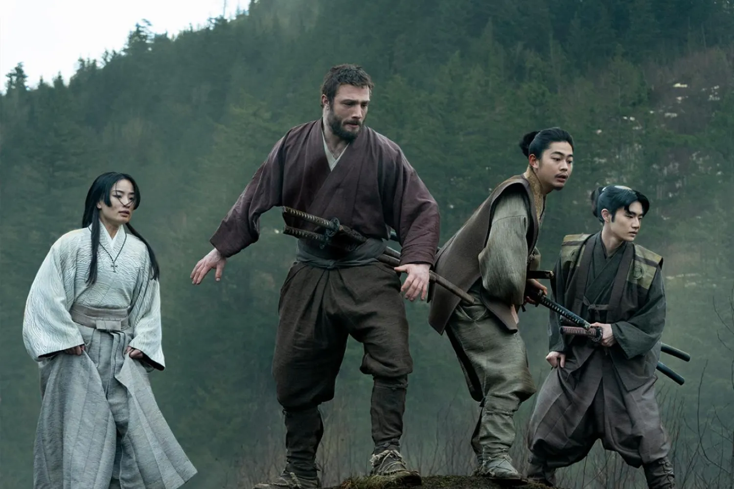 Shogun'ın başrollerinde Hiroyuki Sanada, Cosmo Jarvis, Anna Sawai ve Takehiro Hira uer alıyor (AP)