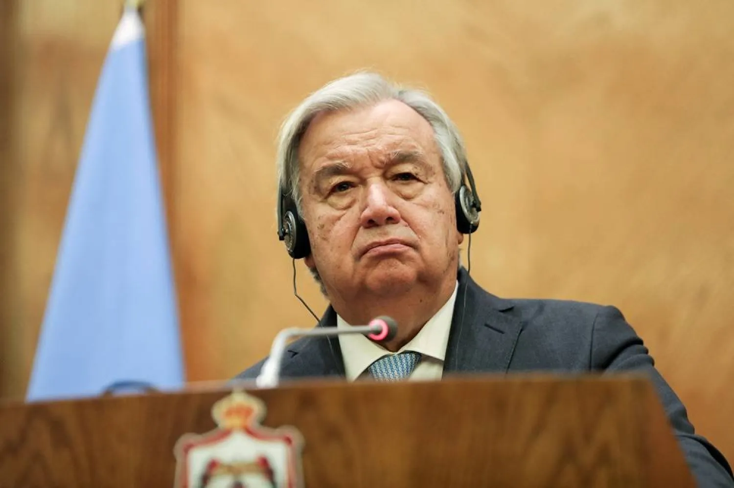  United Nations Secretary-General Antonio Guterres attends a press conference, in Amman, Jordan March 25, 2024. (Reuters)