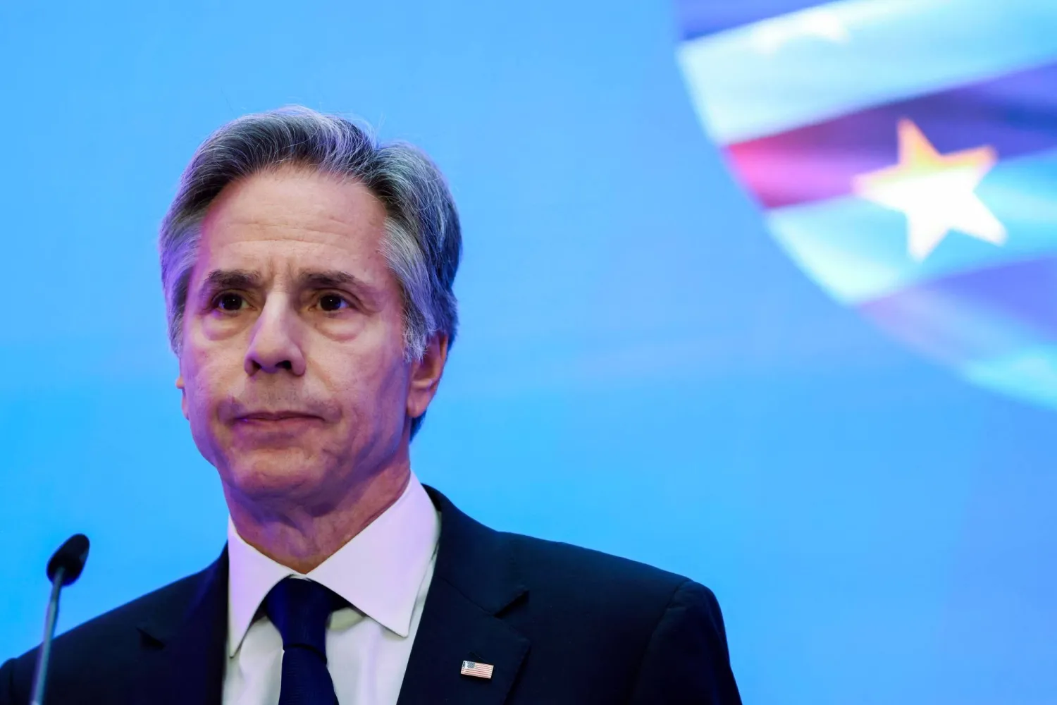 وزير الخارجية الأميركي أنتوني بلينكن يحضر اجتماع مجلس التجارة والتكنولوجيا الأميركي - الأوروبي في لوفين ببلجيكا في 5 أبريل 2024 (أ.ف.ب)