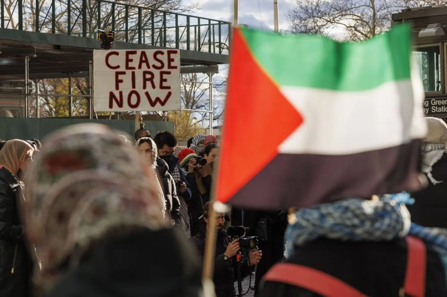 Palestine supporters protest the current conflict in Gaza on "Al-Quds Day" in New York, New York, USA, 05 April 2024. (EPA)
