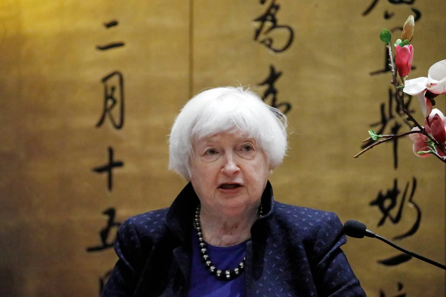 US Treasury Secretary Janet Yellen attends a meeting with Beijing Mayor Yin Yong (not pictured) in Beijing, China April 7, 2024. REUTERS/Florence Lo
