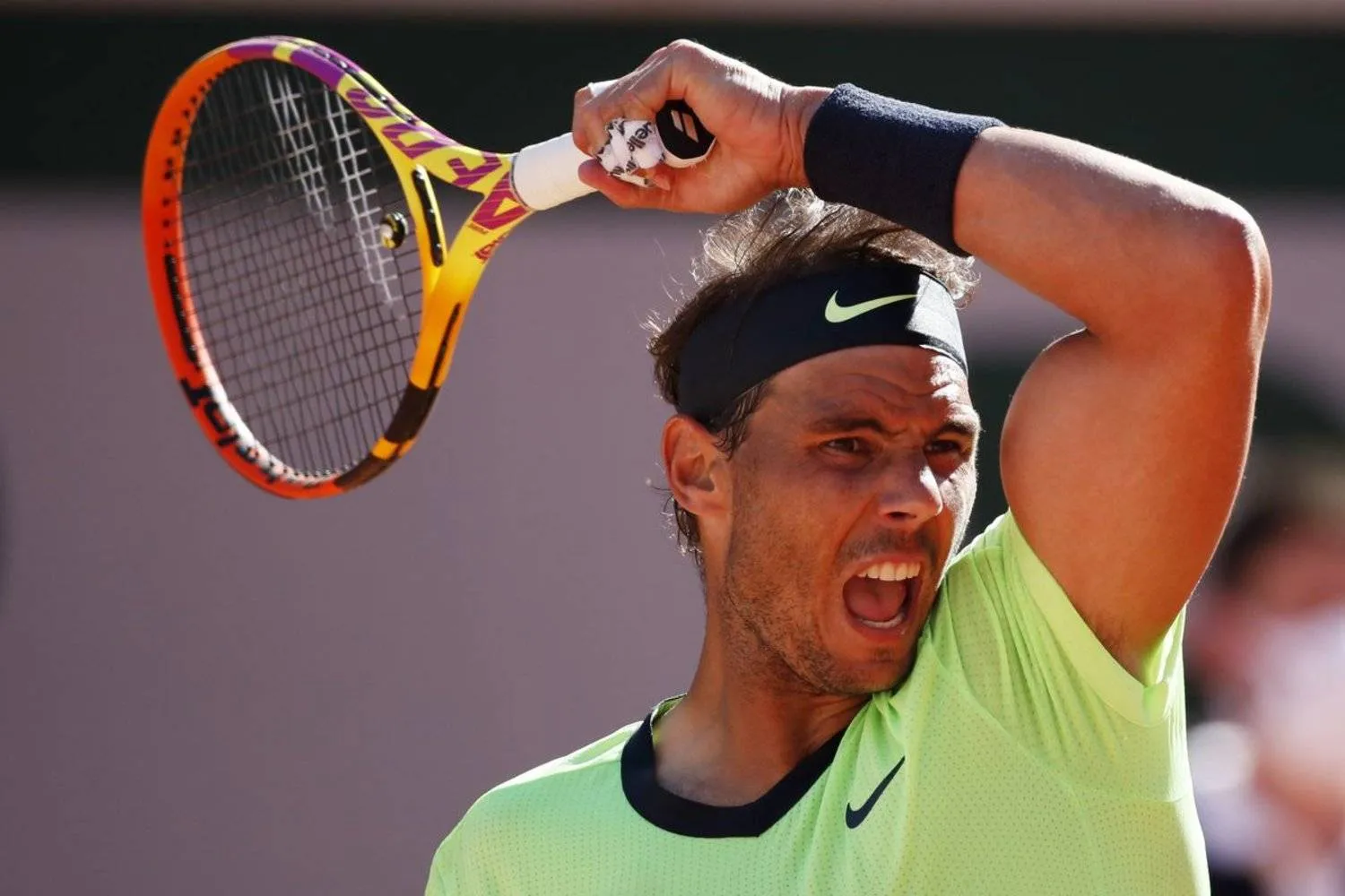 Tennis - French Open - Roland Garros, Paris, France - June 1, 2021 Spain's Rafael Nadal reacts during his first round match against Australia's Alexei Popyrin. Reuters
