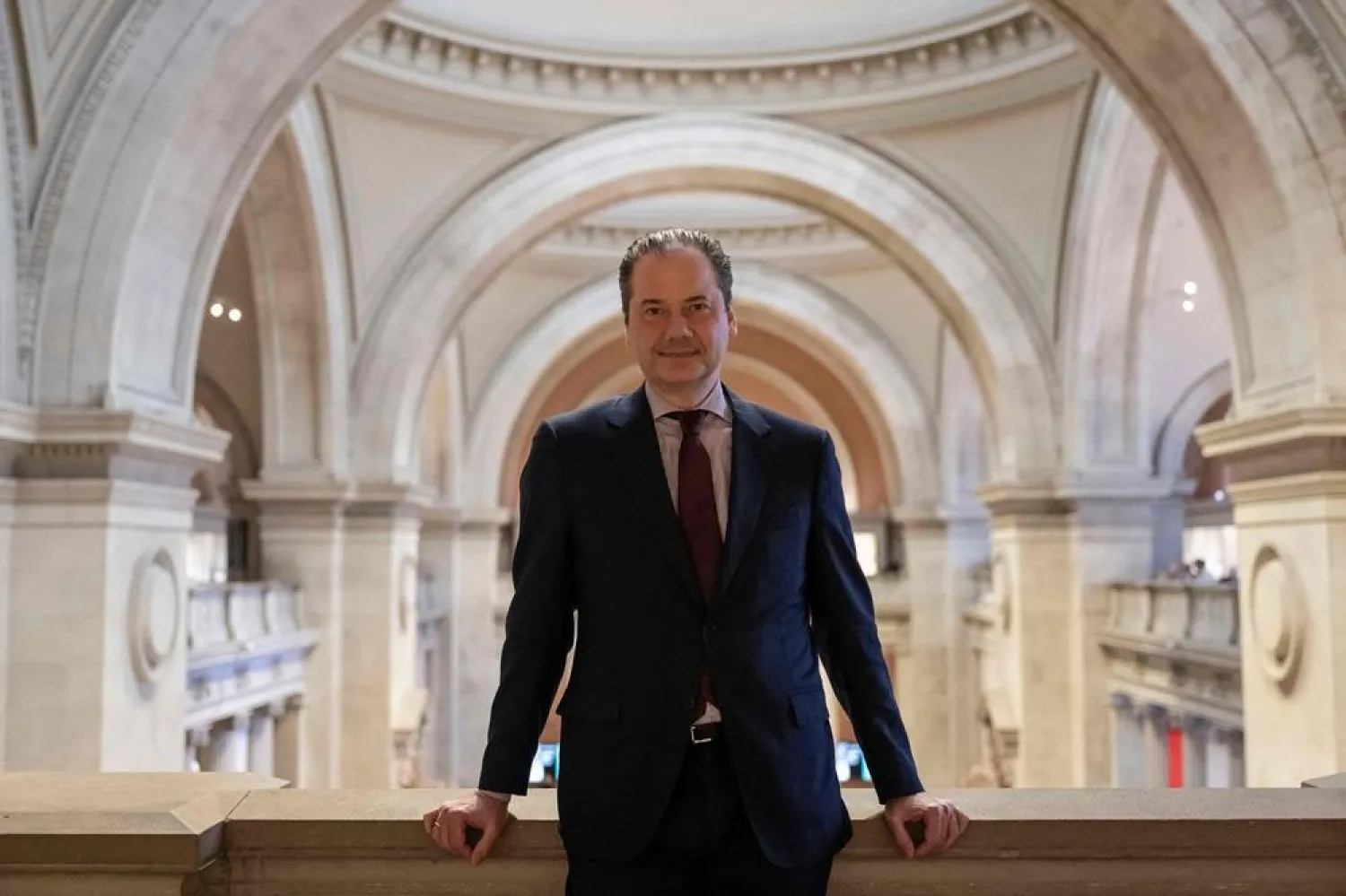 Max Hollein, CEO and Director of the Metropolitan Museum of Art, poses for a portrait at The Met in New York on April 4, 2024. (AFP)