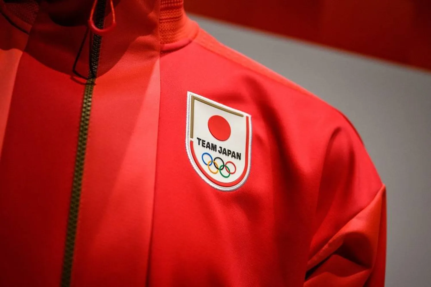 A national team jacket is pictured during a press conference unveiling Japan's uniform for the 2024 Paris Olympic and Paralympic Games in Tokyo on April 17, 2024. (AFP)