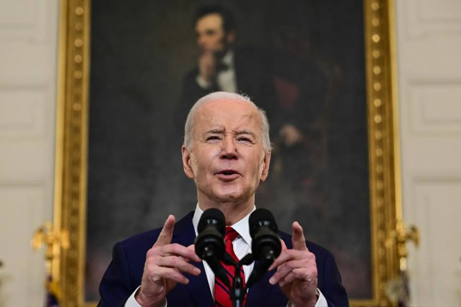 US President Joe Biden speaks after signing the foreign aid bill at the White House in Washington, DC, on April 24, 2024. (AFP)