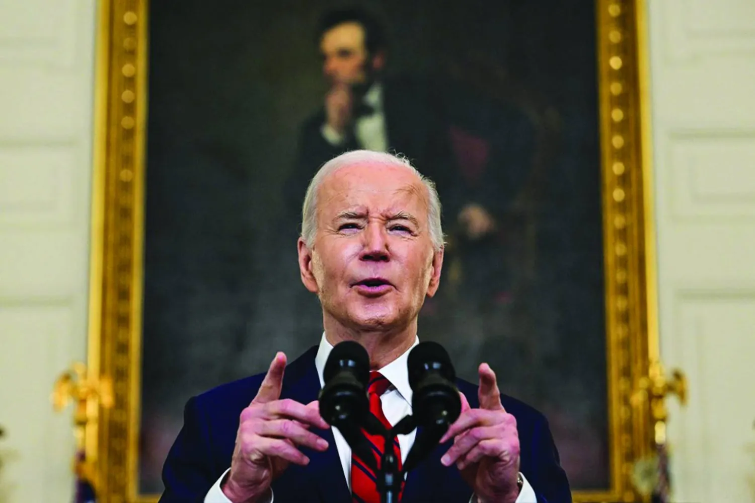 US President Joe Biden speaks after signing the foreign aid bill at the White House in Washington, DC, on April 24, 2024. (AFP)