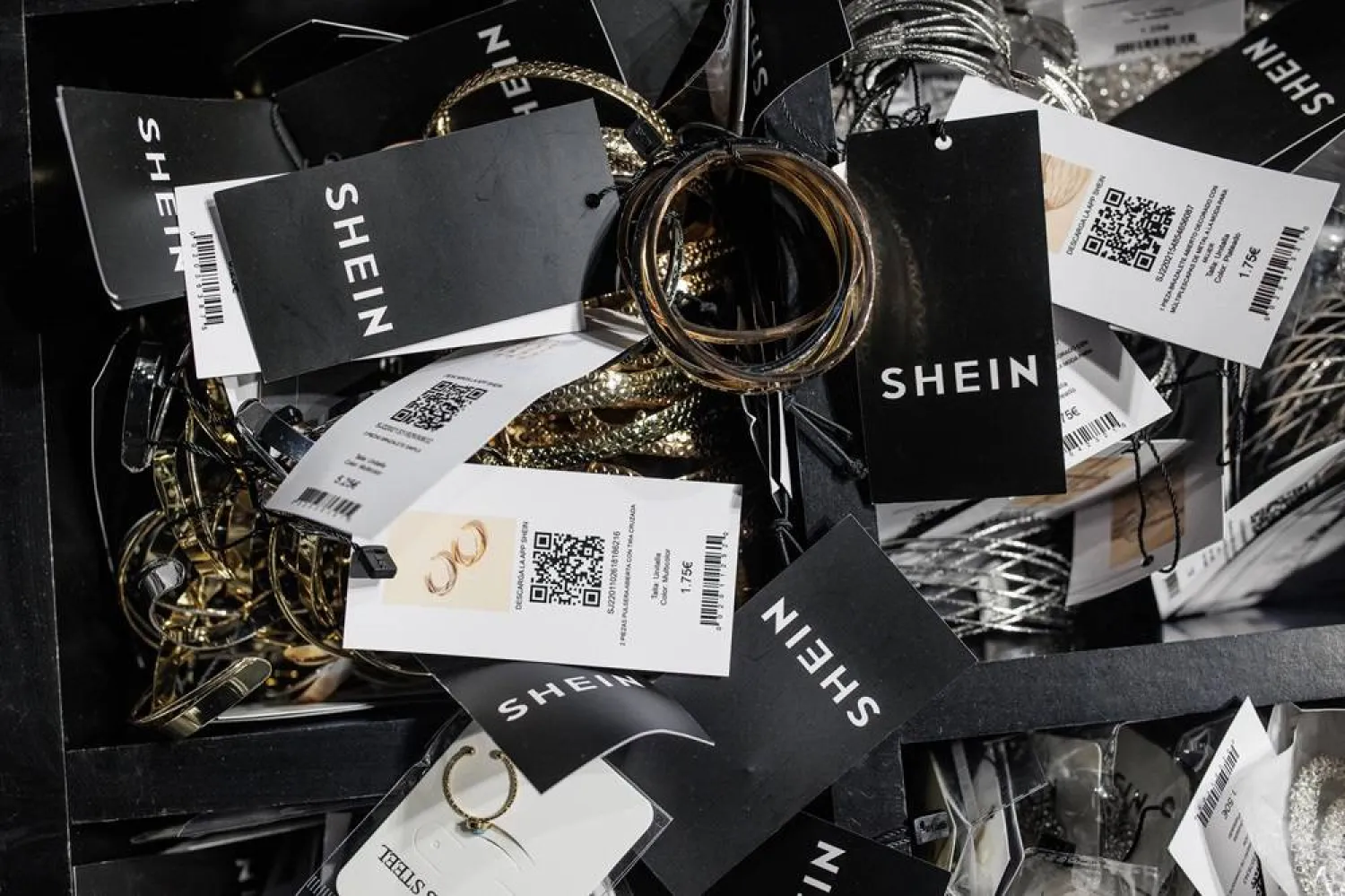  26 April 2024, Spain, Madrid: Shein Accessories are pictured in an ephemeral store during its opening at ABC Serrano in Madrid. (dpa)