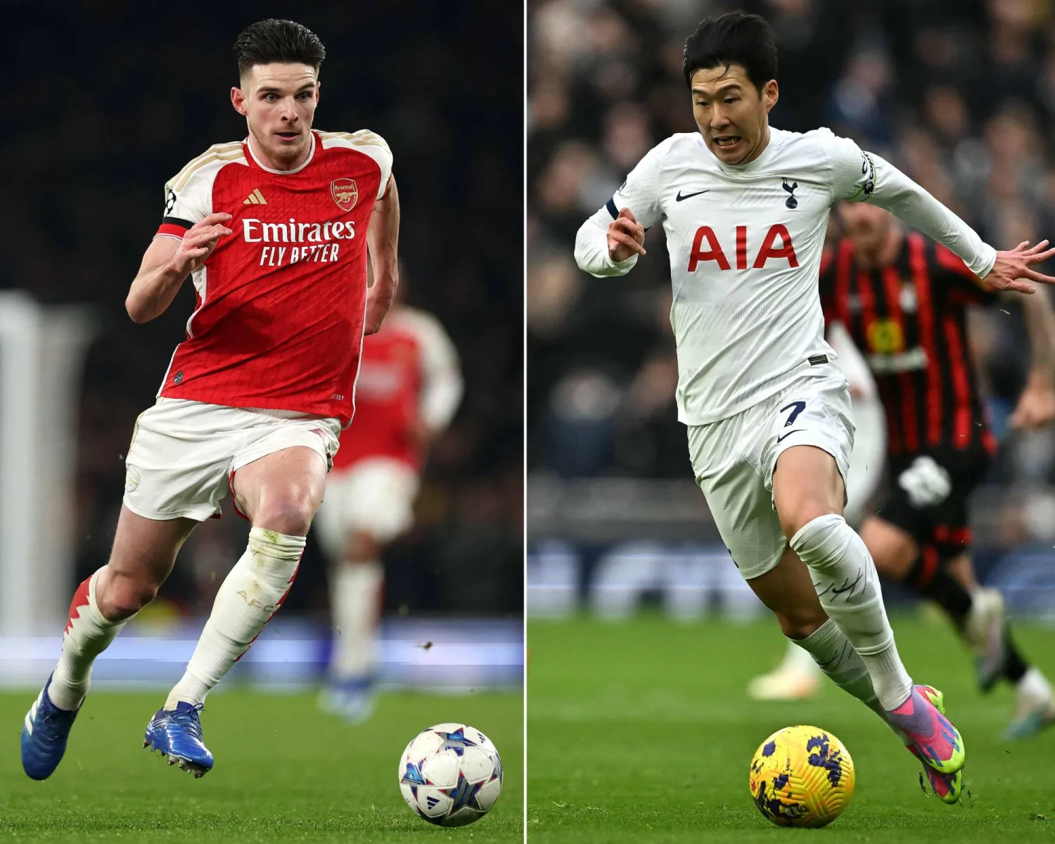 سون هيونغ مين وديكلان رايس ورقتان رابحتان في المواجهة الساخنة بين توتنهام وآرسنال (أ.ف.ب)