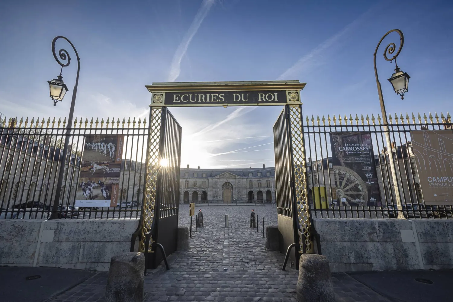 The entrance to the royal stables, in Versailles, Thursday, April 25, 2024. (AP Photo/Aurelien Morissard)