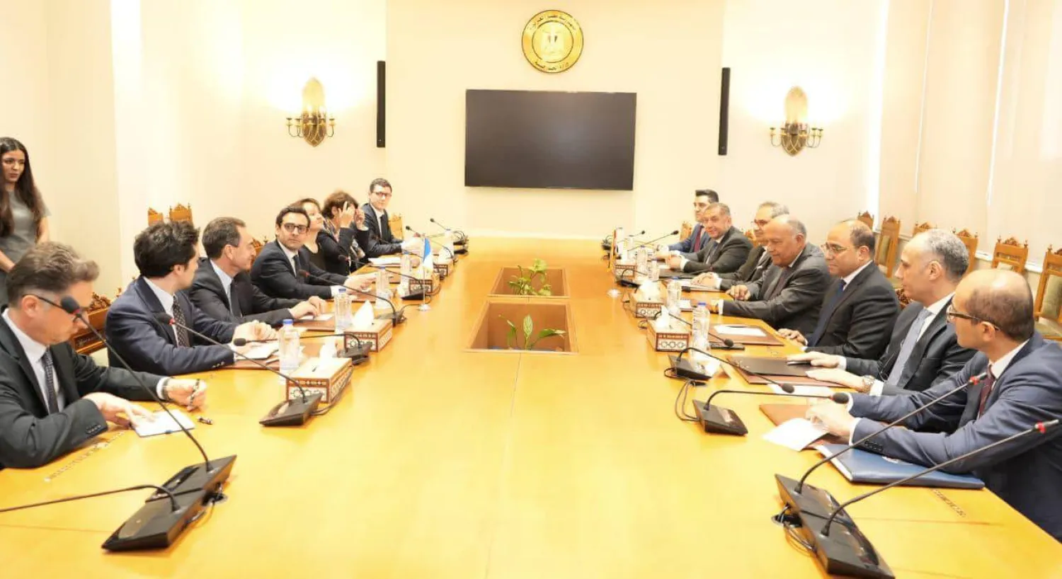 سامح شكري خلال مباحثات مع وزير خارجية فرنسا في القاهرة (الخارجية المصرية)