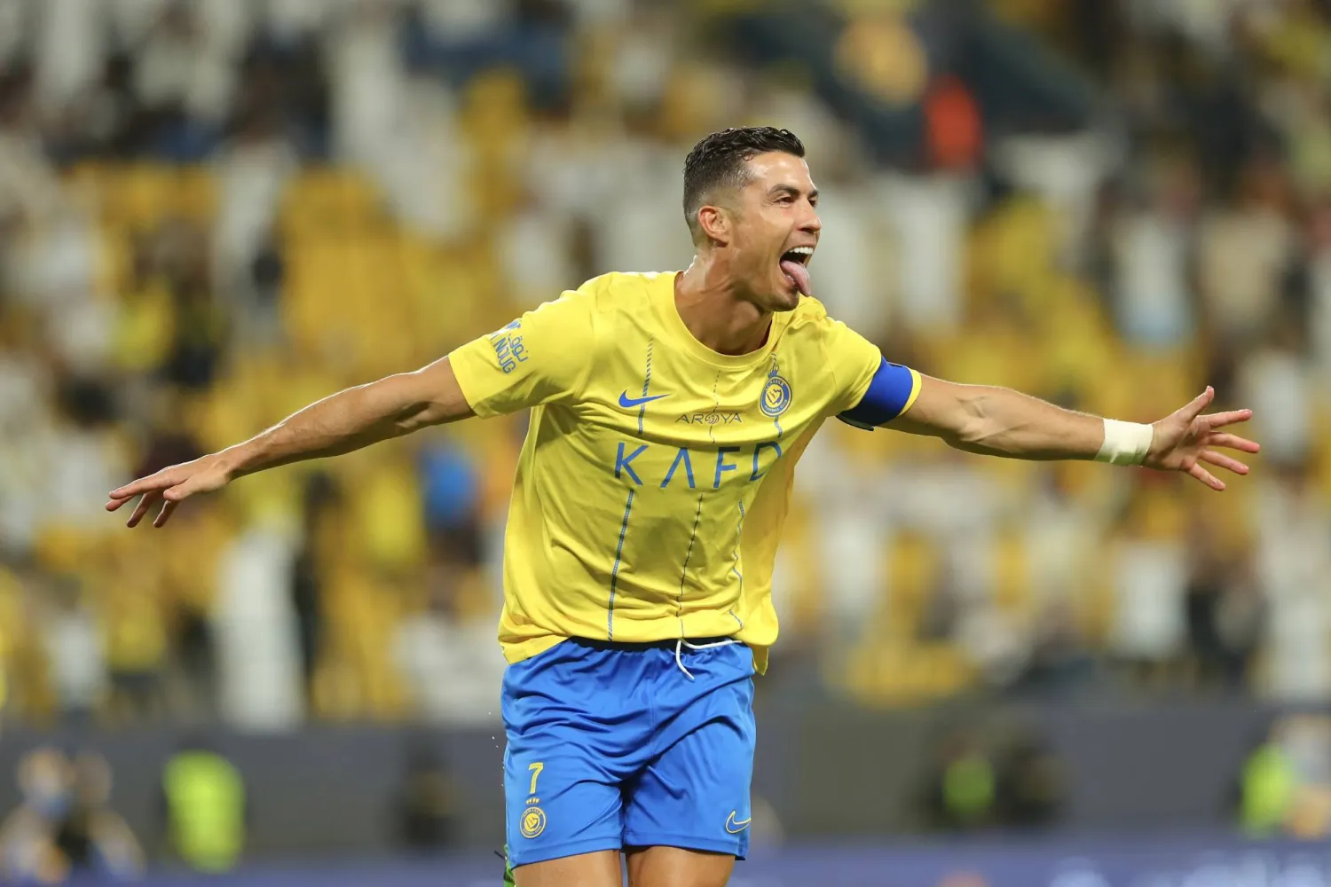 رونالدو سجل «هاتريك» في شباك الوحدة (تصوير: عبد العزيز النومان)