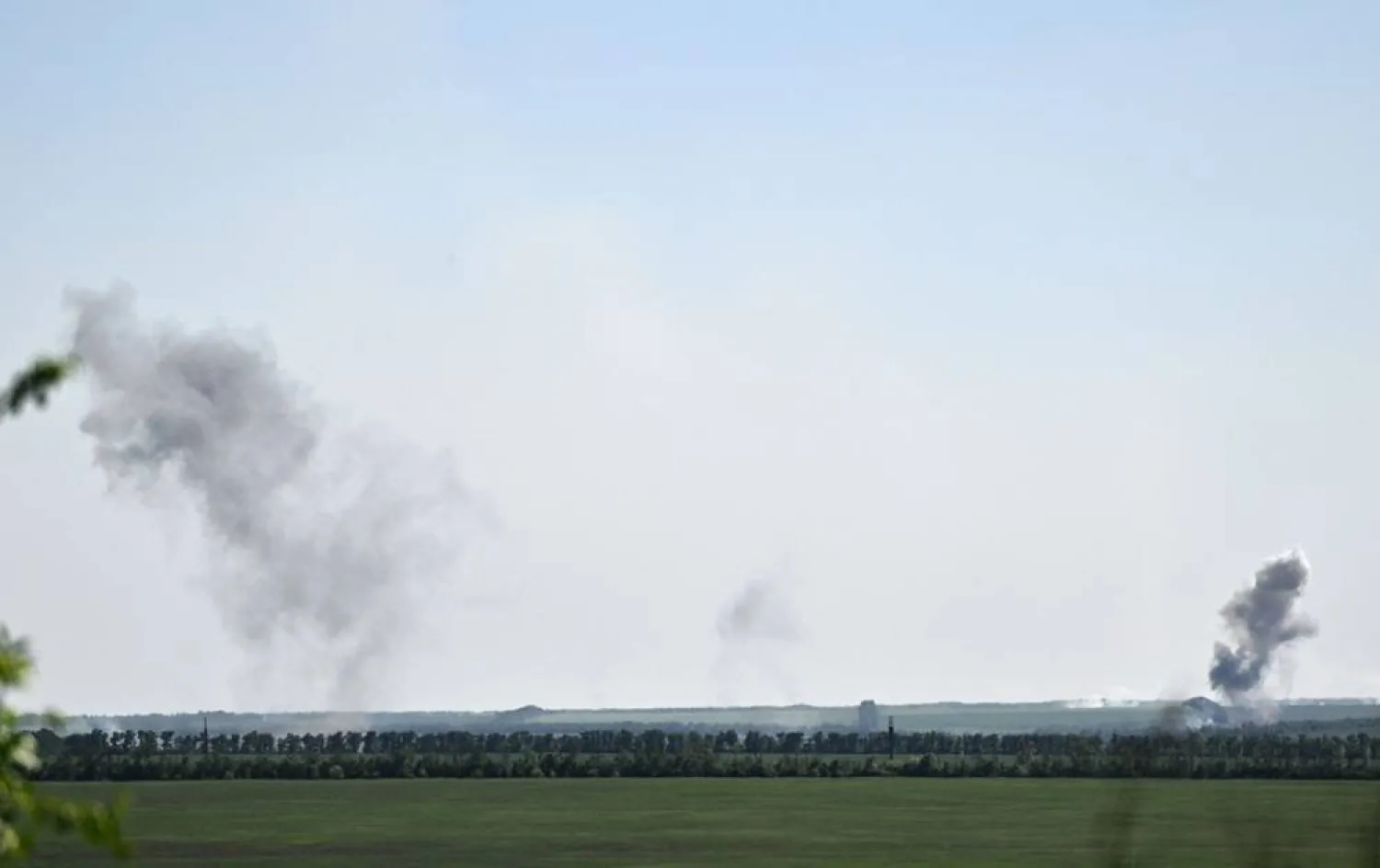  Smoke ascends following shelling in the area of Ocheretyne in the Donetsk region, on May 5, 2024, amid the Russian invasion of Ukraine. (AFP)