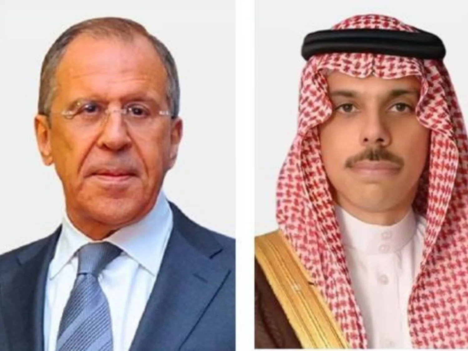 Saudi Minister of Foreign Affairs Faisal bin Farhan bin Abdullah, and Russian FM Sergei Lavrov.