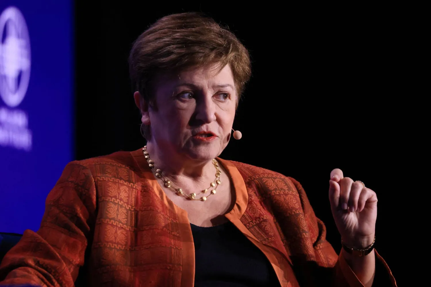 المديرة التنفيذية لصندوق النقد الدولي كريستالينا غورغييفا خلال مؤتمر سابق في ولاية كاليفورنيا الأميركية (أرشيفية - رويترز)