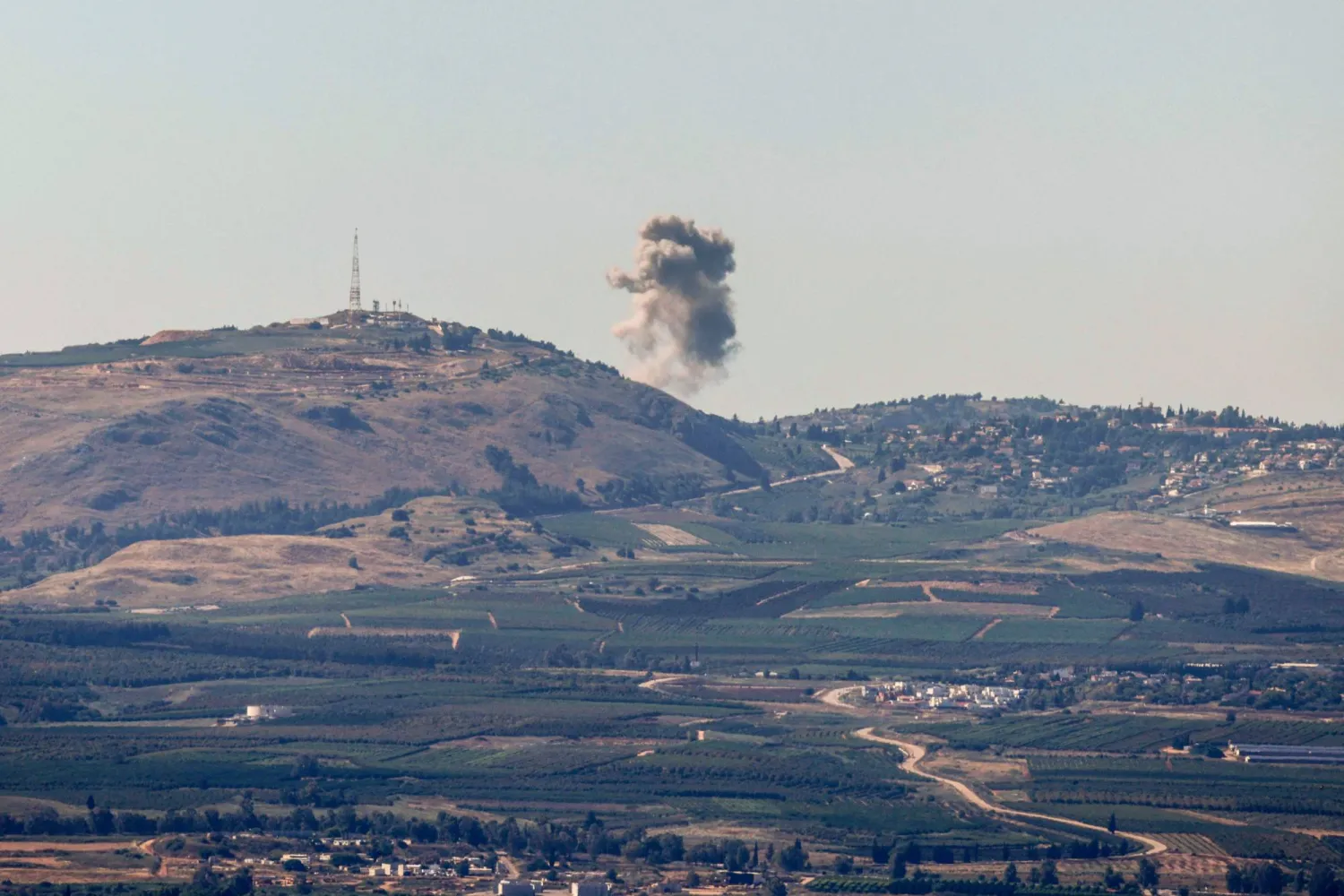 This picture taken from a position near the northern Israeli border with Lebanon shows smoke billowing during Israeli bombardment in south Lebanon, on May 16, 2024. (Photo by Jalaa MAREY / AFP)