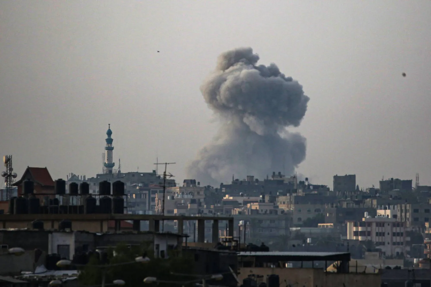 Smoke billows during Israeli bombardment in eastern Rafah in the southern Gaza Strip on May 19, 2024. (Photo by AFP)