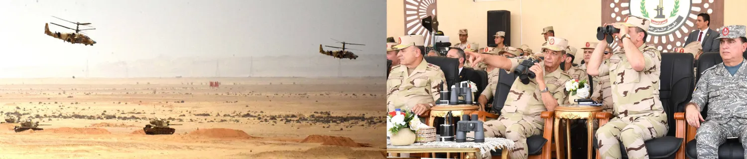  وزير الدفاع المصري والقائد العام للجيش محمد زكي تنفيذ المرحلة الرئيسية لمشروع تكتيكى بجنود بالذخيرة الحية لإحدى وحدات الجيش الثانى الميدانى(المتحدث العسكري- فيسبوك)