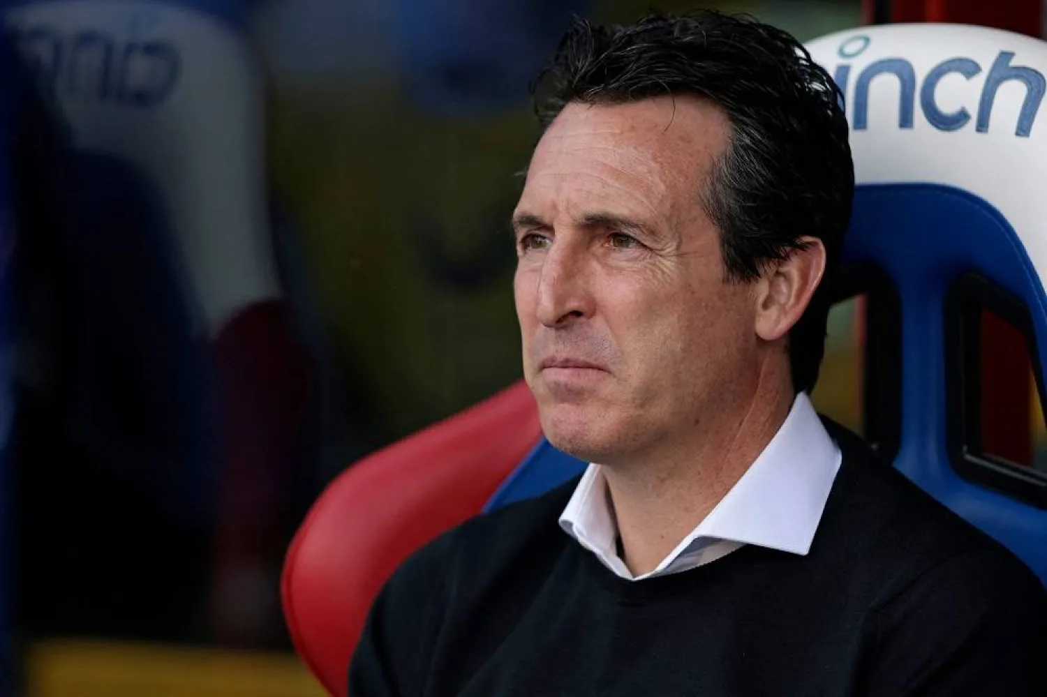 Aston Villa's Spanish head coach Unai Emery looks on ahead of kick-off in the English Premier League football match between Crystal Palace and Aston Villa at Selhurst Park in south London on May 19, 2024. (AFP)