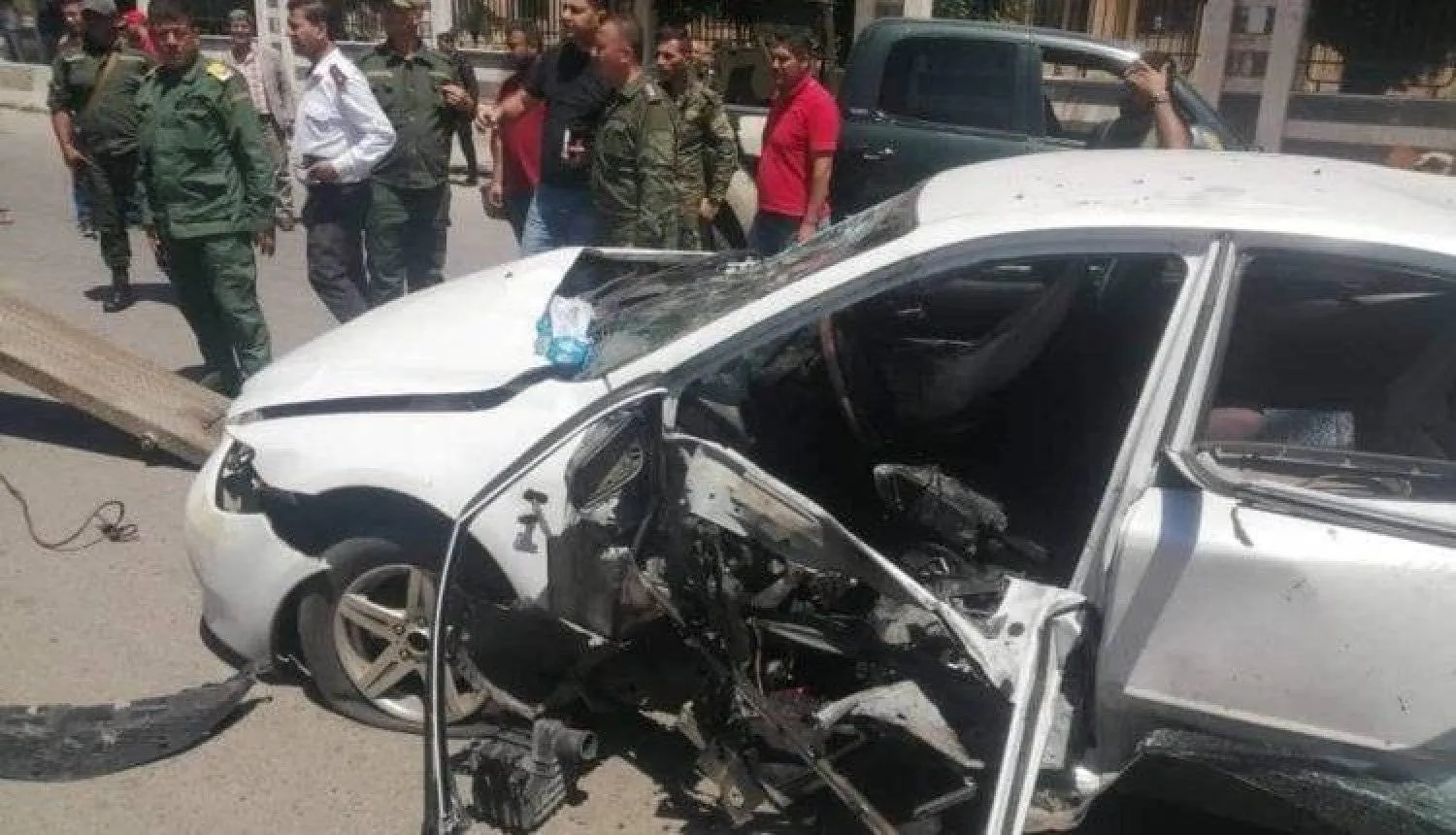 Ibrahim's car after the assassination attempt in Homs (Syrian Observatory for Human Rights)




