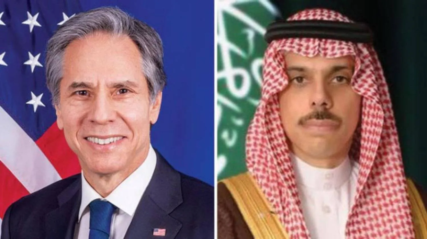 Saudi Foreign Minister Prince Faisal Bin Farhan and US Secretary of State Antony Blinken.
