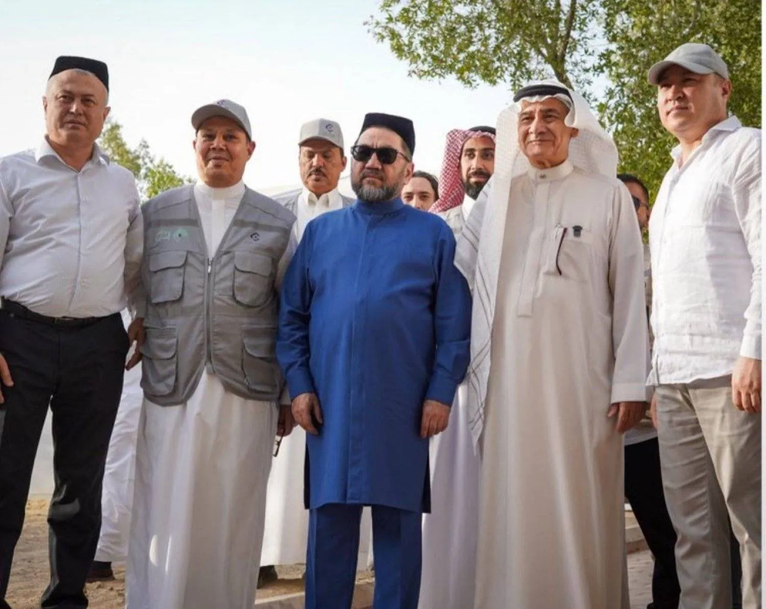 The Uzbek minister and other officials are seen during their inspection of Mina and Arafat. (Asharq Al-Awsat)