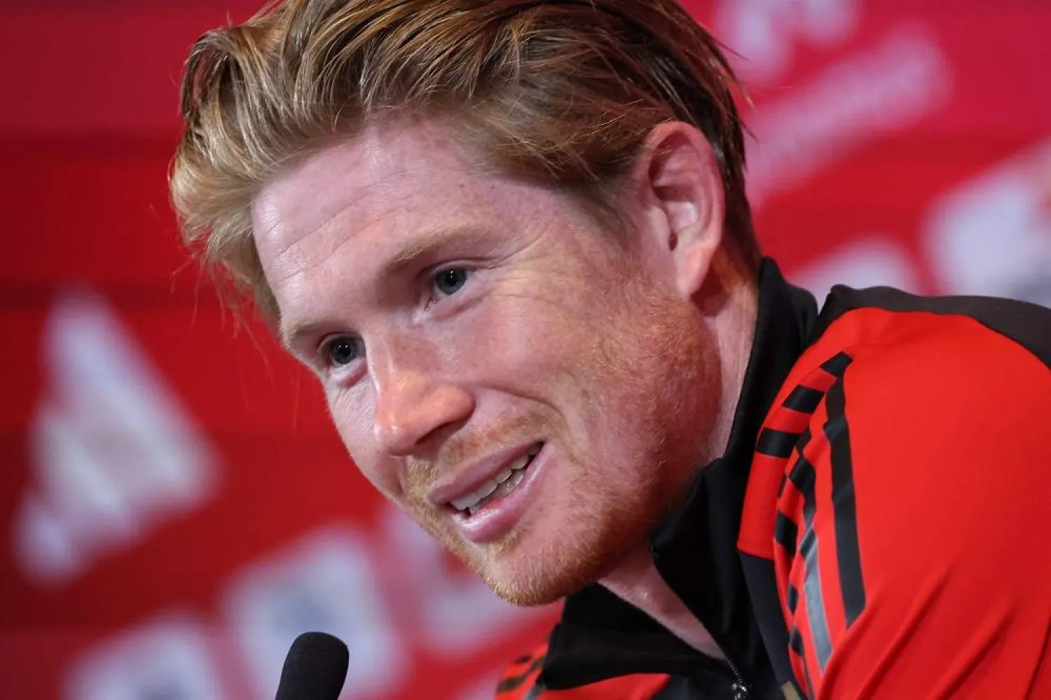 Belgium's Kevin De Bruyne gives a press conference following a training session as part of the team's preparation for the Euro 2024 European football championships at the Royal Belgian Football Association's training center in Tubize, on June 4, 2024. (AFP) 
