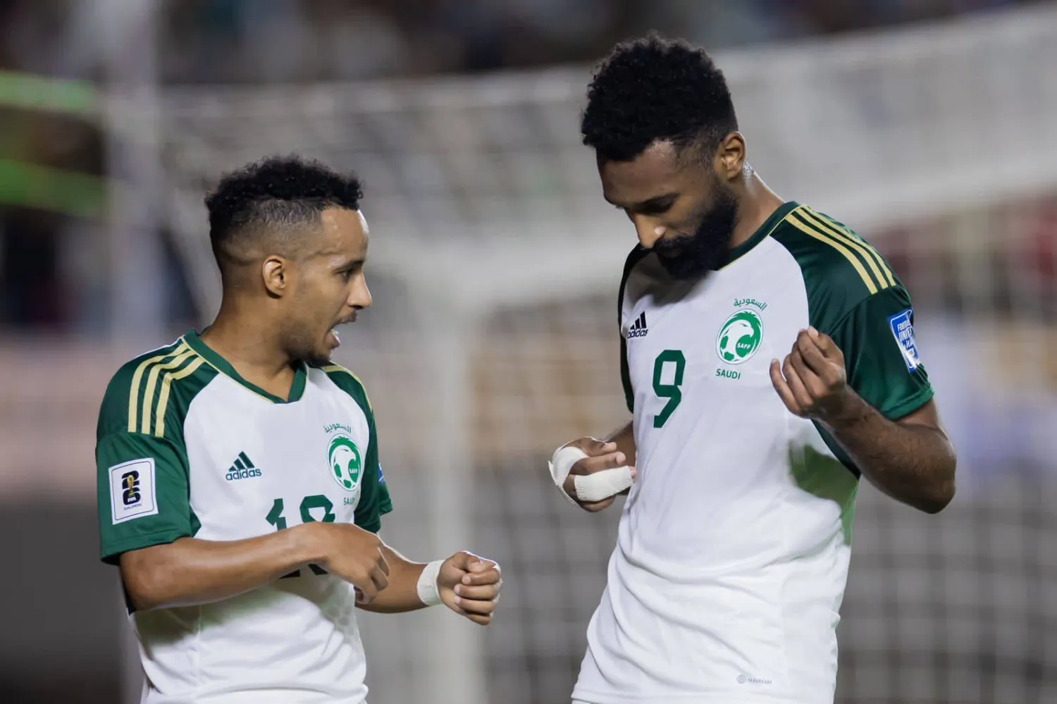 البريكان يحتفل بهدفه الأول في مرمى باكستان (المنتخب السعودي)