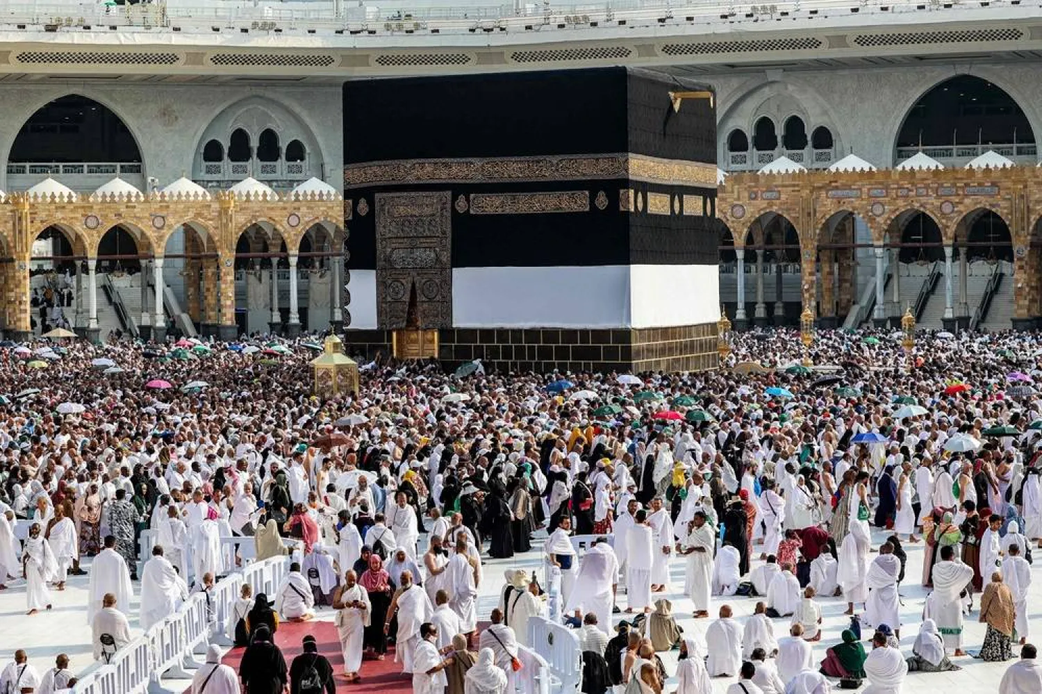 Muslim worshippers gather around the Kaaba at the Grand Mosque in Saudi Arabia's holy city of Makkah, on June 4, 2024 as pilgrims arrive ahead of the annual Hajj pilgrimage. (AFP) 