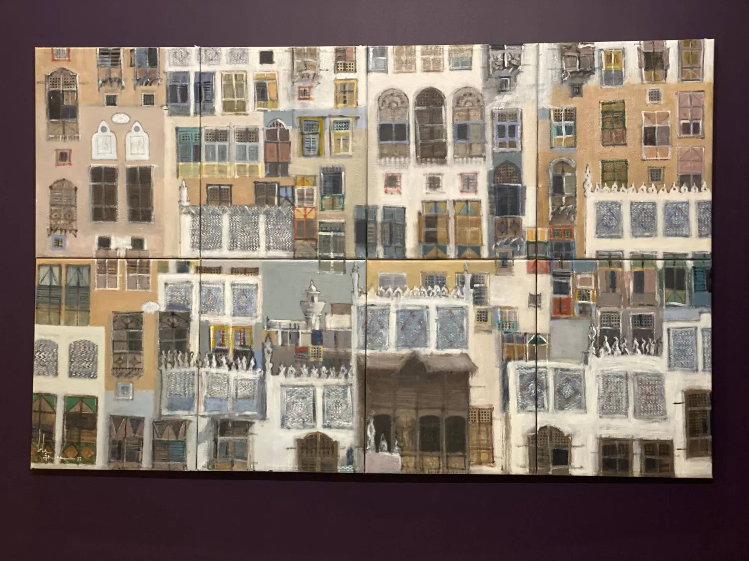 بيوت مكة وأحياؤها العتيقة بريشة الفنان الرائد يوسف جاها (الشرق الأوسط)