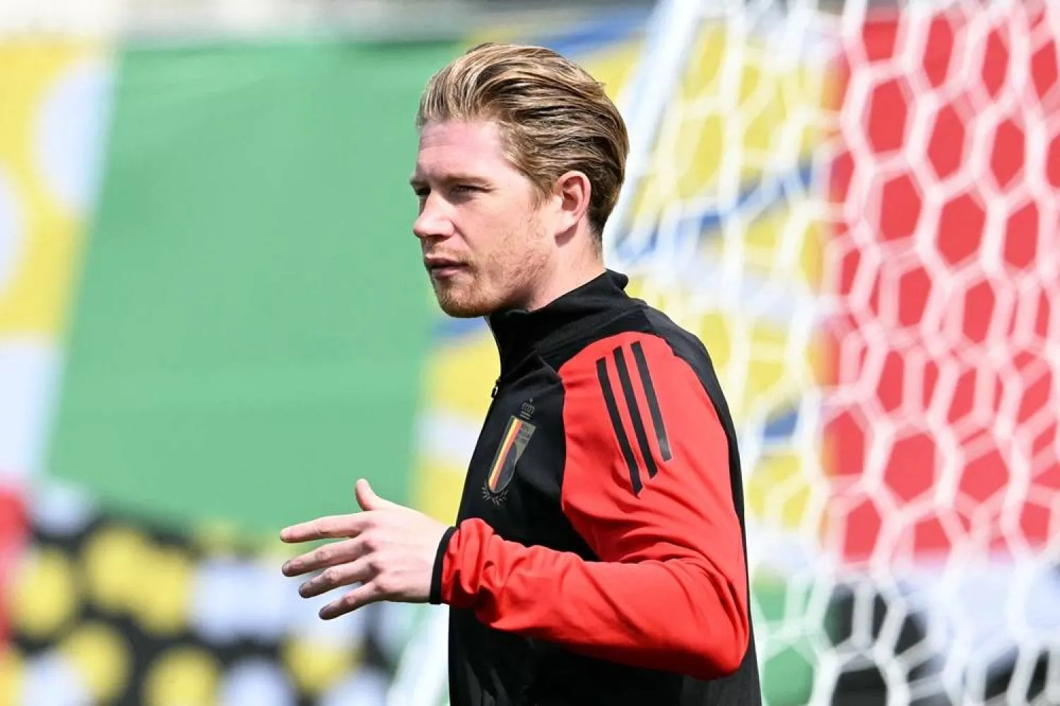  Belgium's midfielder #07 Kevin De Bruyne takes part in a MD-1 training session during the UEFA Euro 2024 football Championship, at the team base camp in Ludwigsburg, near Stuttgart, on June 16, 2024, on the eve of their first group match against Slovakia. (AFP) 
