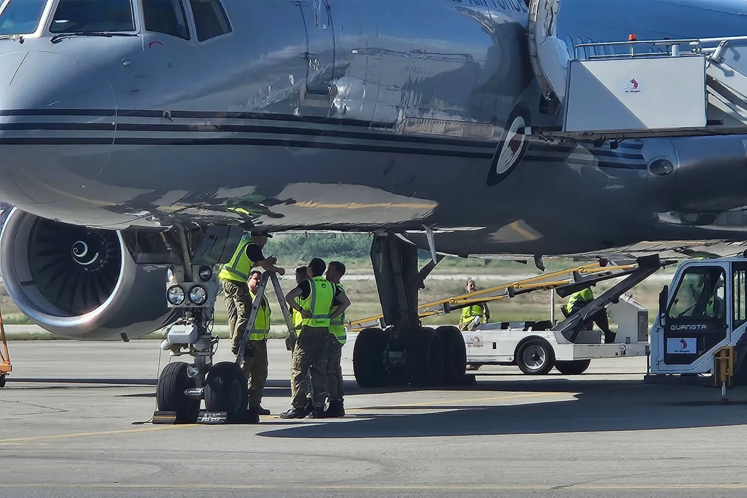 Engineers work on the Royal New Zealand Air Force plane that carried New Zealand's Prime Minister Christopher Luxon into Papua New Guinea, at the Port Moresby International Airport in Port Moresby on June 17, 2024. (Photo by AFP)