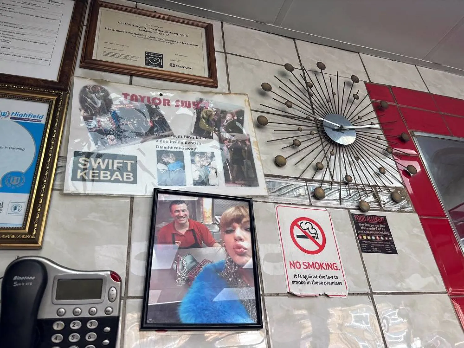 A photo of Taylor Swift is seen displayed at Kentish Delight, the singer's “favorite” kebab shop, in London, Britain June 20. (Reuters) 