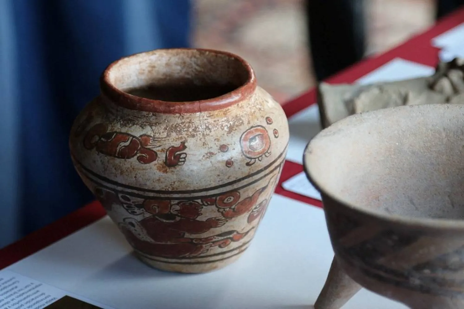 A Mayan vase over 1,000 years old and purchased for about four dollars at a Washington area thrift shop, will return to Mexico along with other cultural artefacts that date to the country's storied ancient past, at the Cultural Institute of Mexico in Washington, DC, US, this handout distributed on June 20, 2024. National Institute of Anthropology and History (INAH)/Handout via Reuters 
