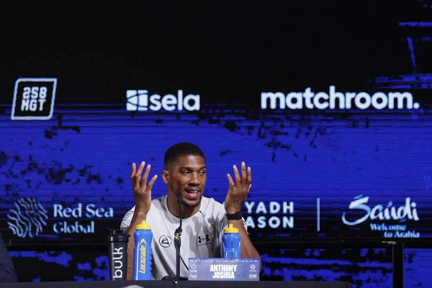 Boxing - Matchroom Press Conference - Wembley Arena, London, Britain - June 26, 2024 Anthony Joshua during the press conference Action Images via Reuters 