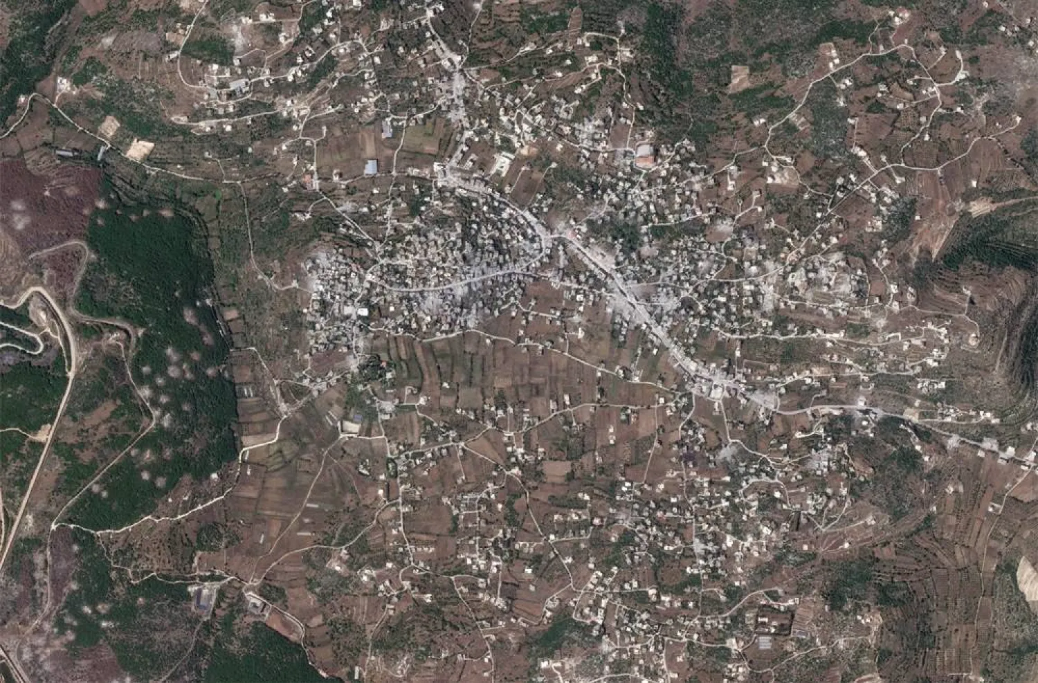A satellite image shows damage in the Lebanese village of Aita al-Shaab near the Israeli border, following months of ongoing cross-border hostilities between Hezbollah and Israeli forces, Lebanon June 5, 2024. 2024 Planet Labs Inc/Handout via Reuters 