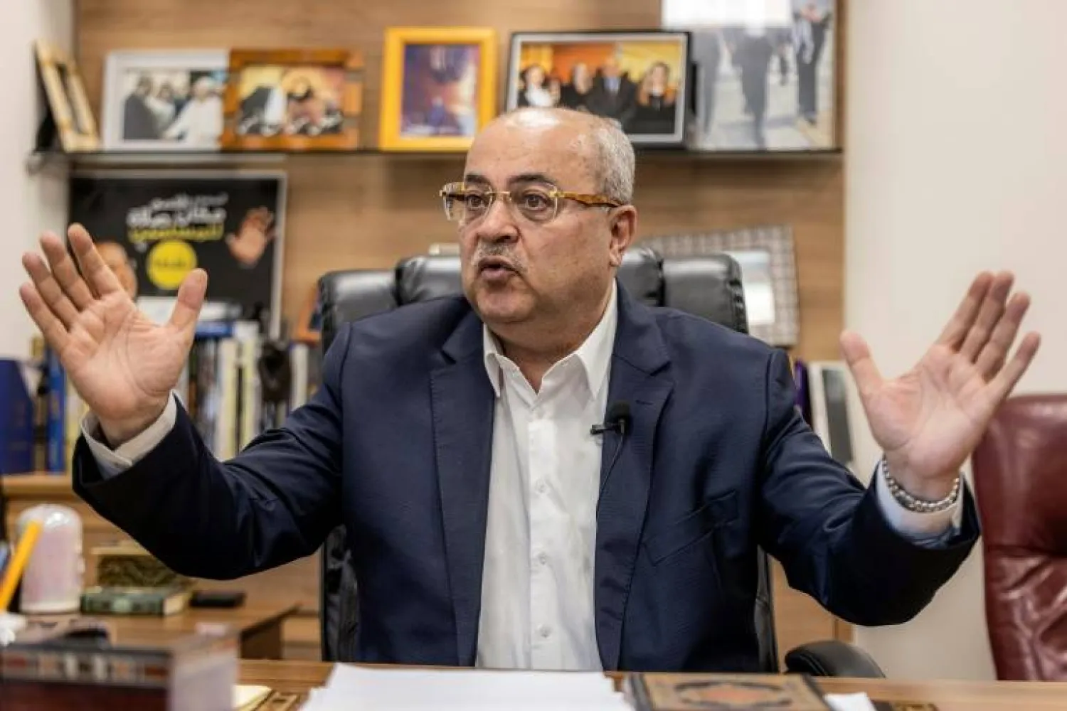Ahmad Tibi, an Arab MP in Israel's parliament, speaks during an interview in his office © MENAHEM KAHANA / AFP
