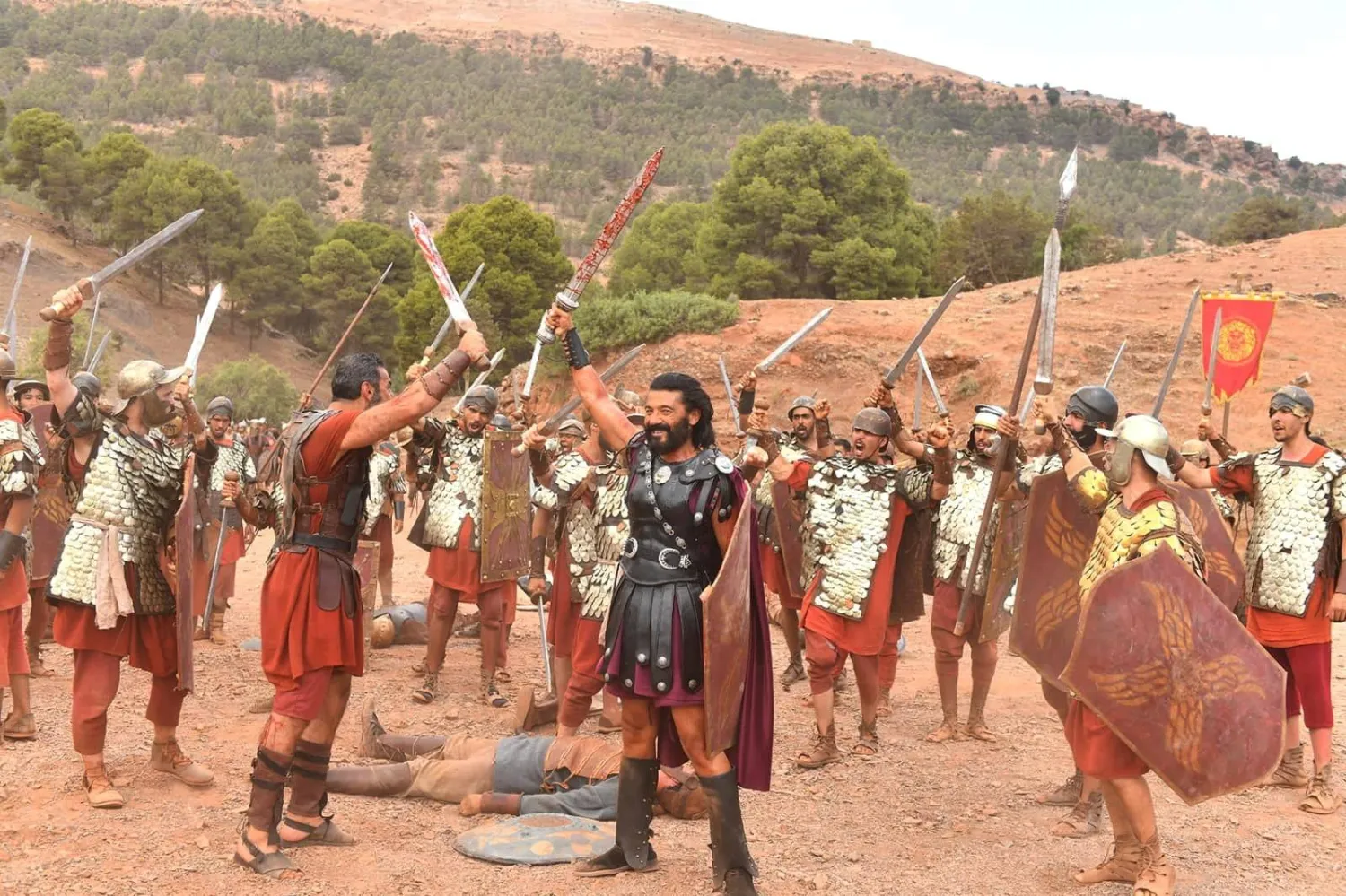 خالد النبوي في أحد مشاهد المعارك (الشركة المنتجة)  