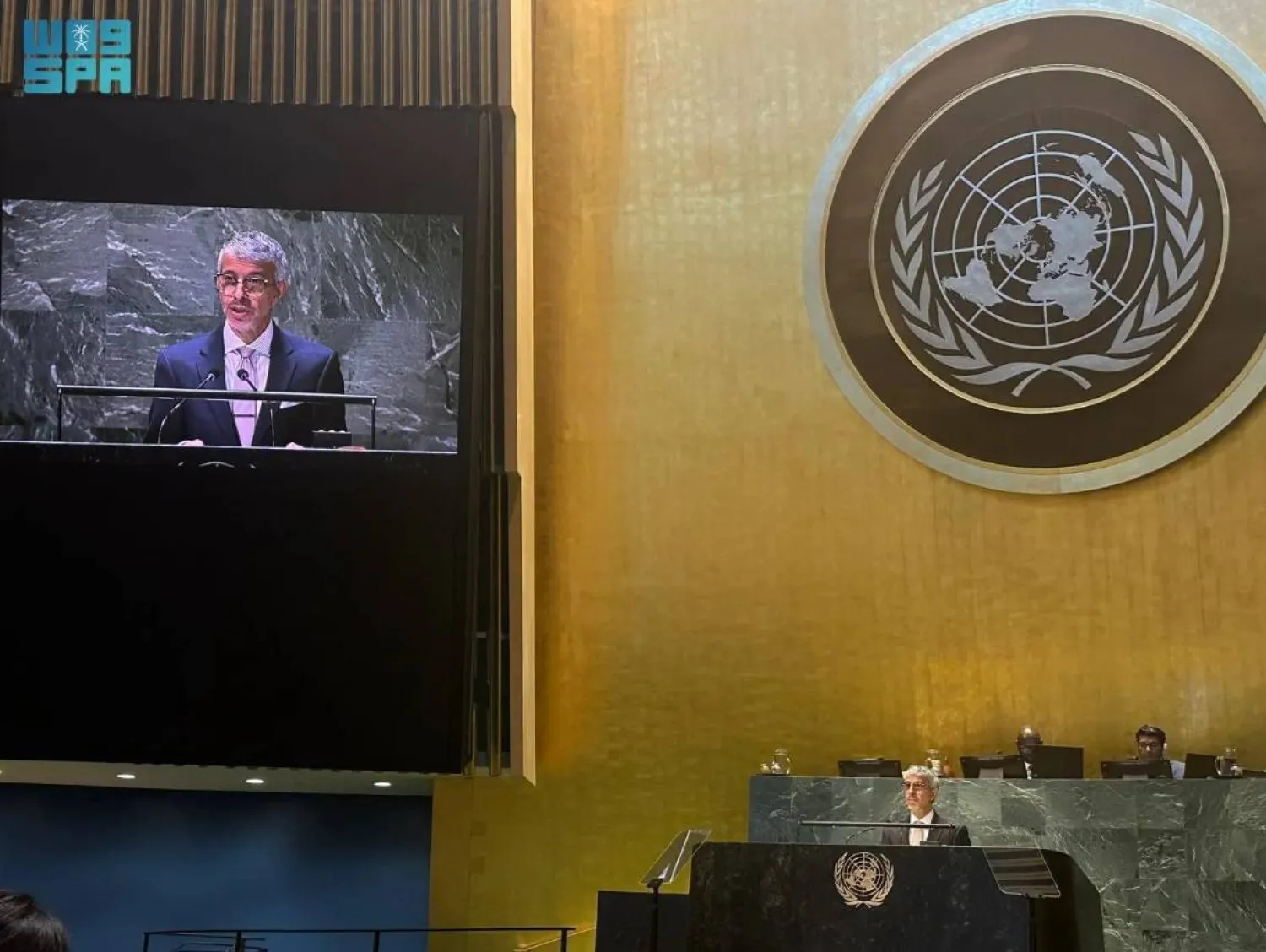Permanent representative of Saudi Arabia to the UN Abdulaziz Al-Wasil, delivered a speech at the UNGA, while presenting the draft resolution about the designation for adoption. SPA