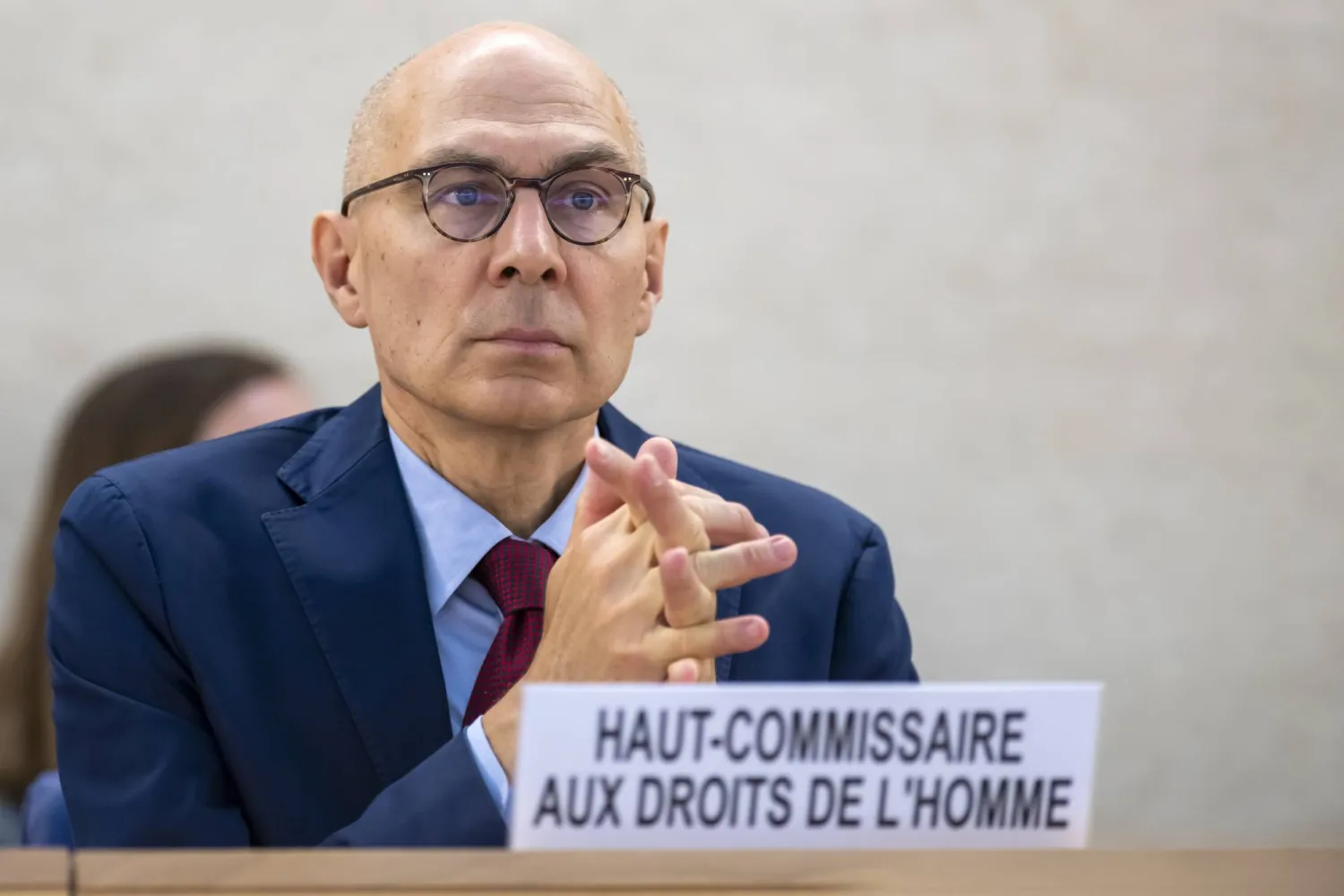 المفوض السامي للأمم المتحدة لحقوق الإنسان فولكر تورك خلال المناقشة السنوية التي تستمر يوماً كاملاً حول حقوق الإنسان للمرأة خلال الدورة السادسة والخمسين لمجلس حقوق الإنسان في المقر الأوروبي للأمم المتحدة في جنيف بسويسرا - 28 يونيو 2024 (إ.ب.أ)