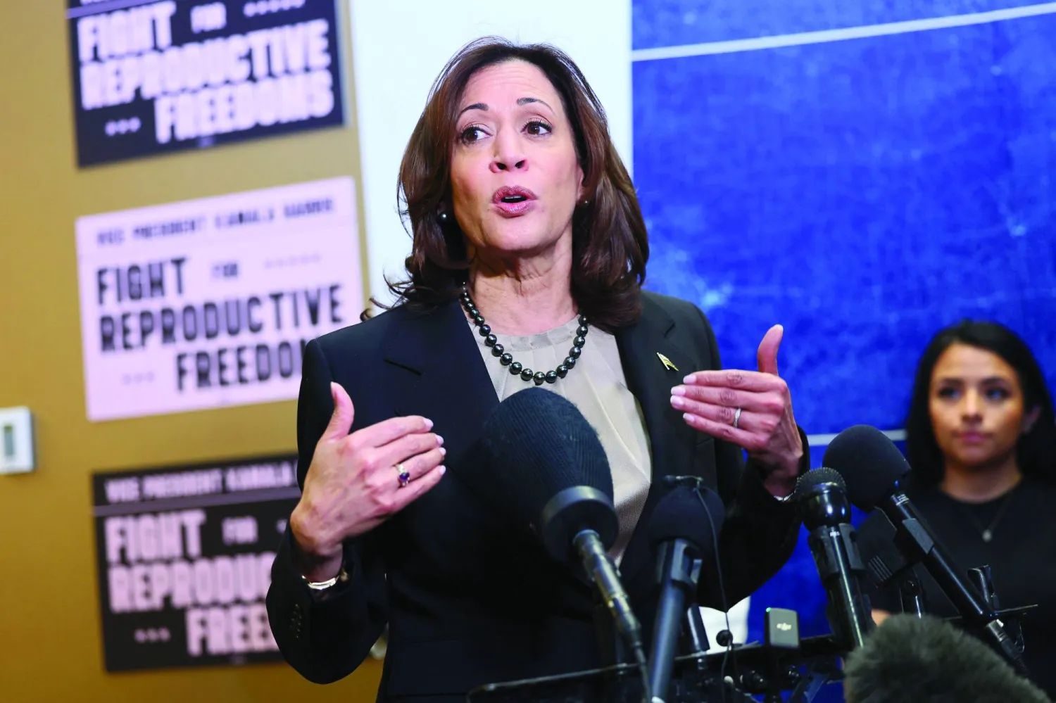 كمالا هاريس مرشحة لخوض السباق الرئاسي عن الديمقراطيين في حال قرر بايدن الانسحاب (أ.ب)