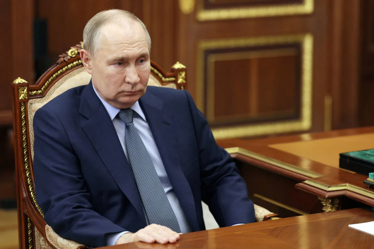 Russian President Vladimir Putin attends a meeting with Gazprom Neft CEO Alexander Dyukov at the Kremlin in Moscow, Russia July 2, 2024. Sputnik/Vyacheslav Prokofyev/Pool via REUTERS